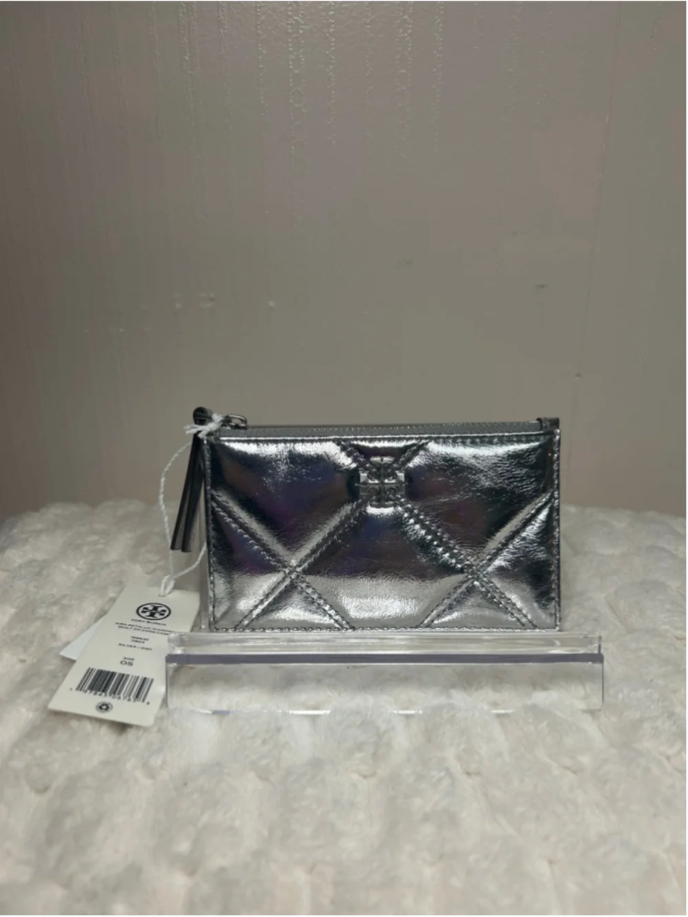 Tory Burch Metallic Silver Card Holder